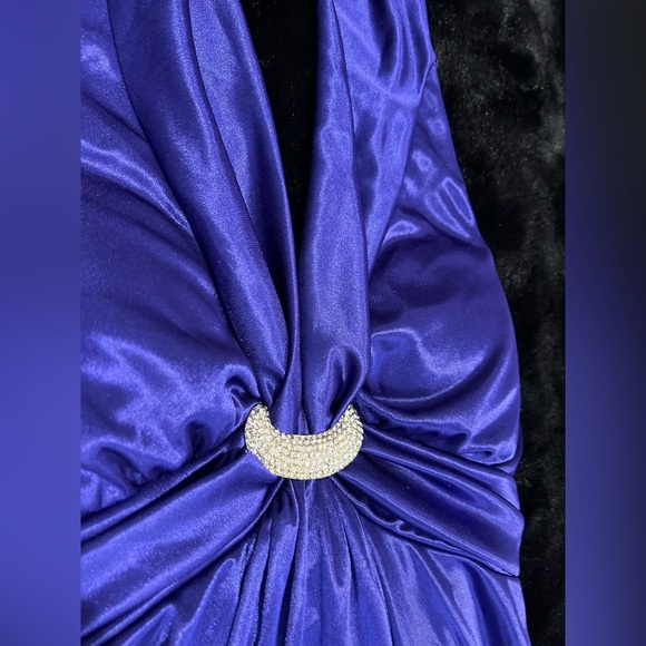 MyMichelle Purple Halter Dress Satin Shine Party Cocktail Y2K Rhinestone Small - Picture 5 of 8